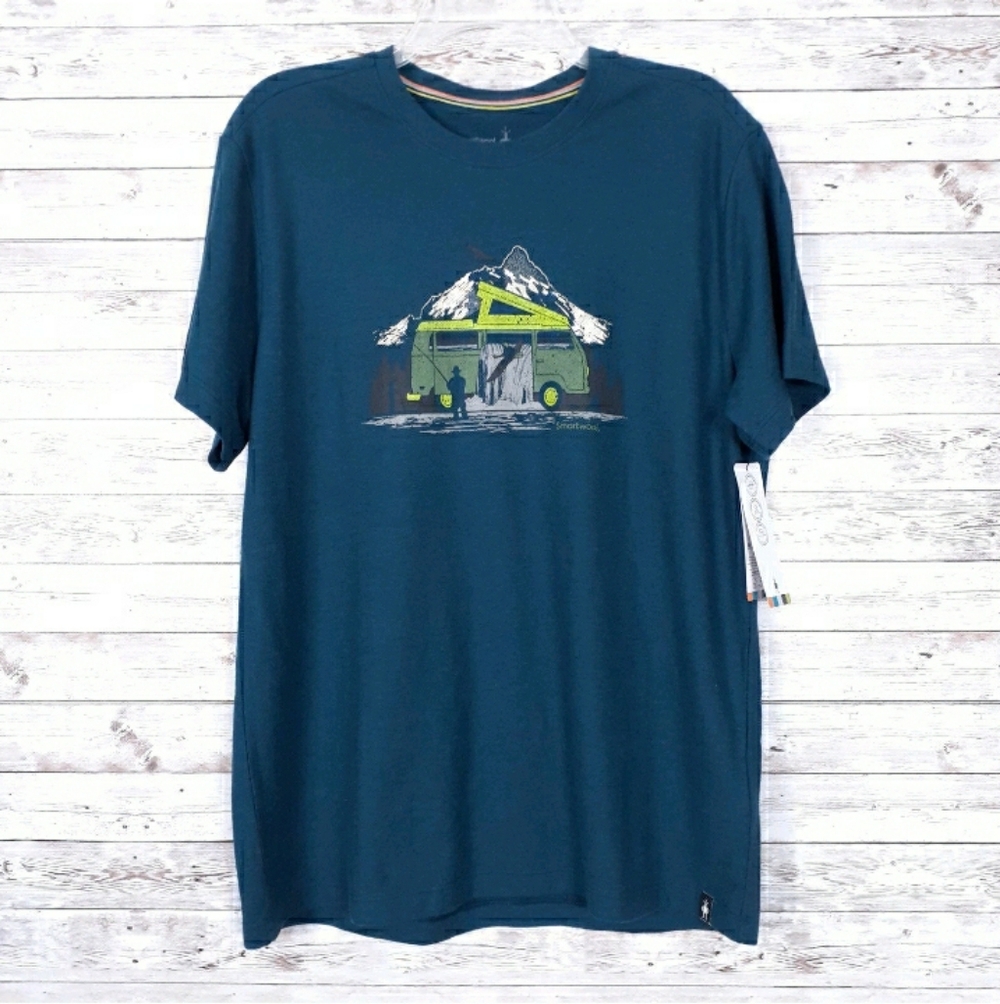 Smartwool Unisex Graphic Tee M Merino Van Mountain Twighlight Blue 881